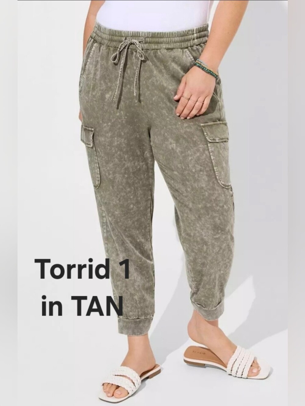 Torrid 1 Relaxed Fit Cargo Jogger Pants Tan 4097-